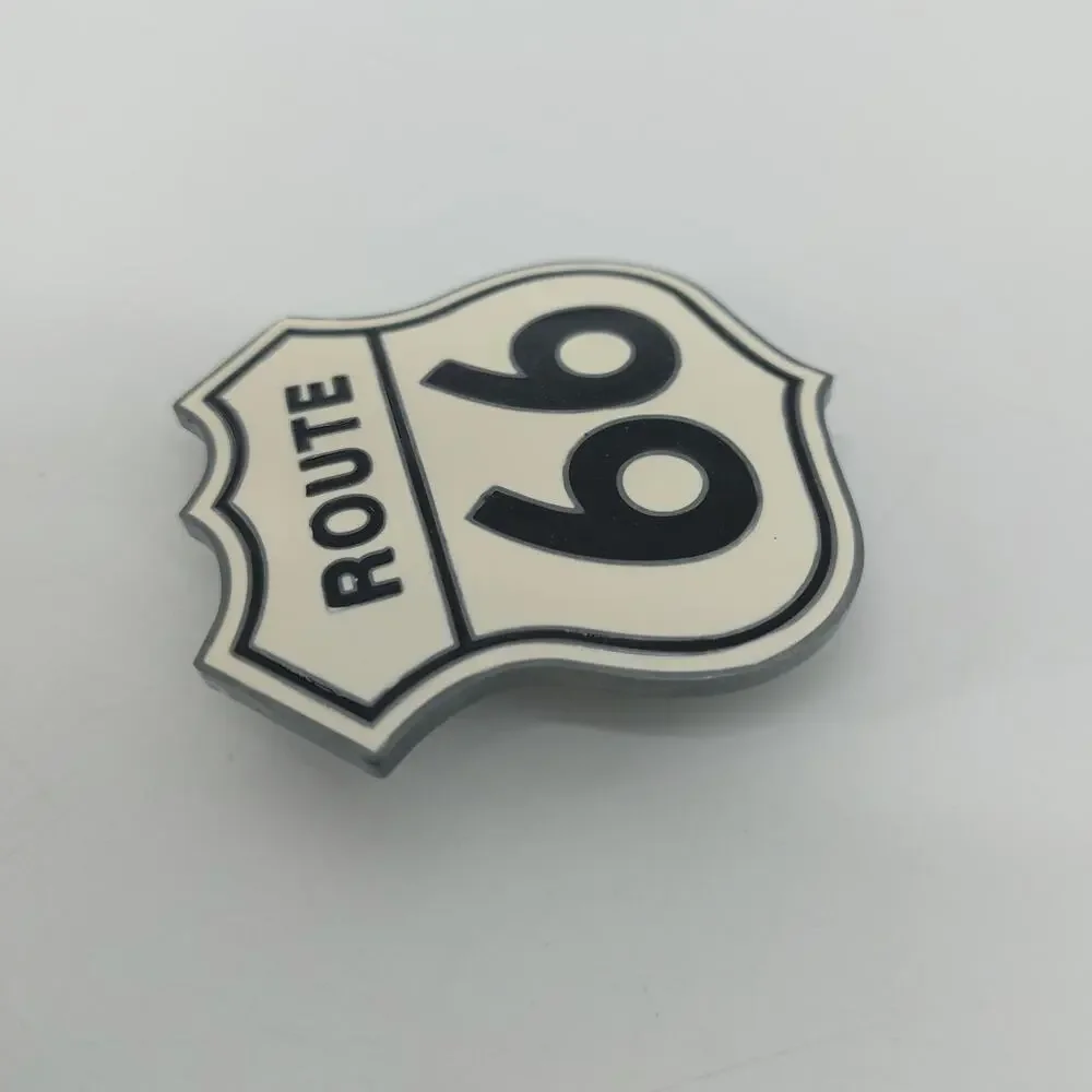 Route 66 Belt Buckle National Historic Trail Highway Metal Festival Enamel White